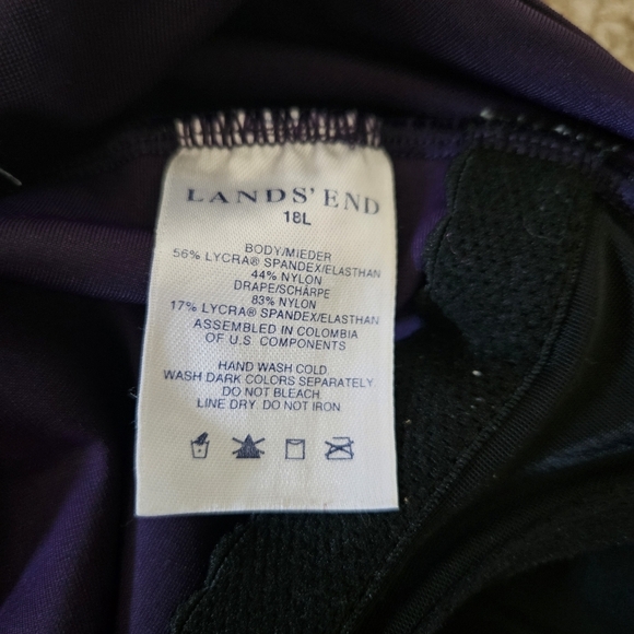 Lands' End Women's Slender Suit Carmela One Piece Swimsuit Purple 18L - Picture 5 of 8